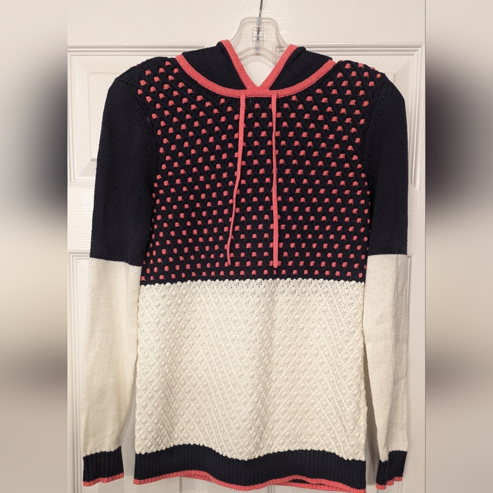 Charter Club Hooded Cable Knit Sweater pullover Hoodie Popcorn Texture Size XS